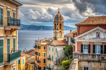 Obraz premium Stunning Architectural Photography of Corfu Island's Historic Buildings and Scenic Landscapes