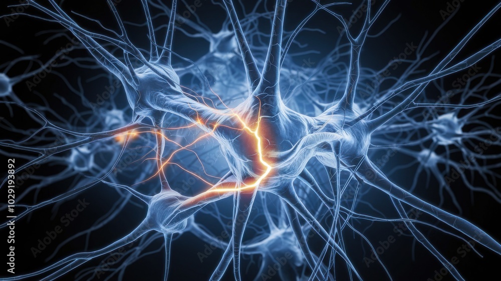 Aufkleber intricate neural network structure with glowing connections on dark background.