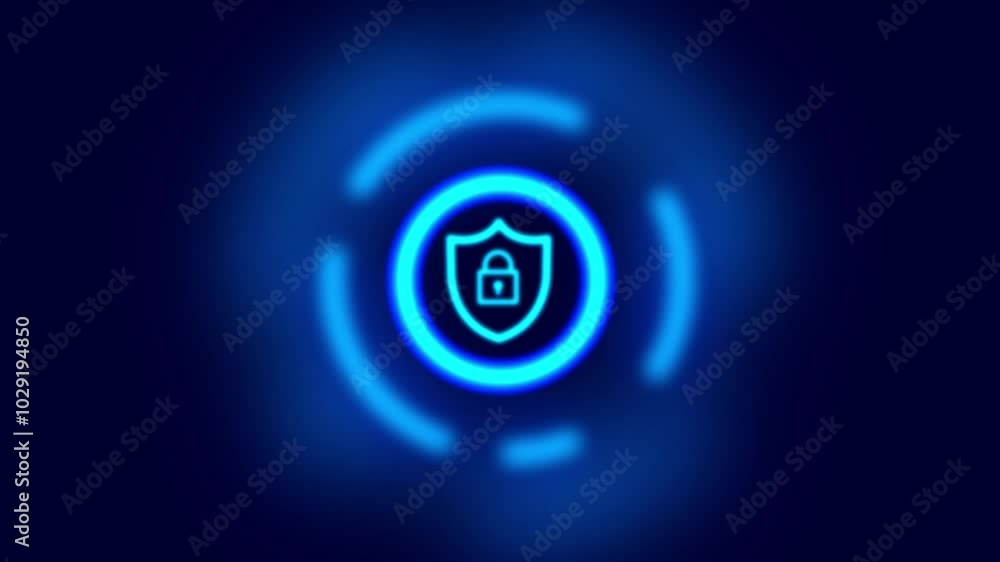 Poster hud and shield icon of cyber security, digital data network protection, future technology network co