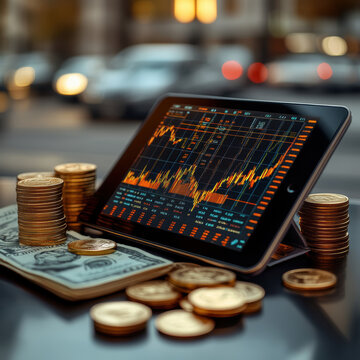 Coin Stack Financial profitability and cost optimization. AI generative.