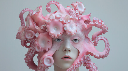 Surreal Portrait with Octopus Tentacles