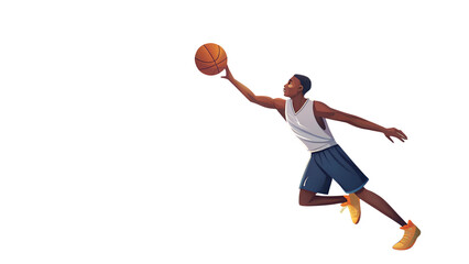 A man player in a game of basketball