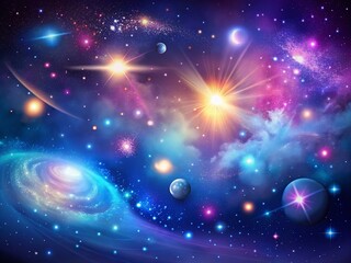 Fototapeta premium Stunning Cluster of Galaxies and Nebulae in Outer Space Vector Banner for Cosmic Exploration