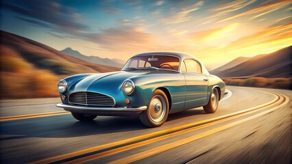 design of vintage a car runing on the road