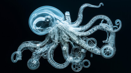 Obraz premium Mechanical Octopus: A Steampunk Masterpiece