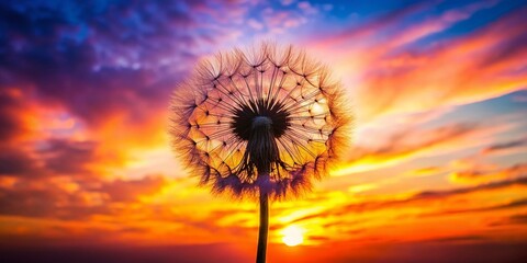 Stunning Dandelion Silhouettes Against a Vibrant Sunset Sky for Nature Lovers and Photographers
