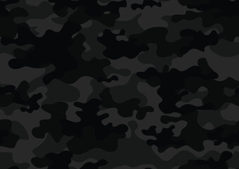 black camouflage background, seamless military texture, night print, urban design
