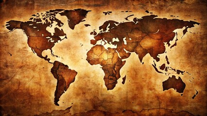 Ancient Vintage Map of Earth - Historical Cartography in Sepia Tones for Unique Wallpaper