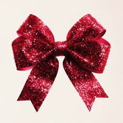 Shiny Red Glitter Bow for Artistic Creations
