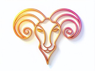 Aries Zodiac Icon - Thin Line Outline Design for Astrology Product Photography