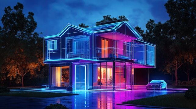 Internet of things or IOT technology of home automation. Smart home system isometric concept - Powered by Adobe