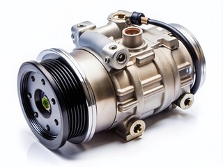 Automotive Air Conditioning Compressor on White Background for Technical Illustrations and Marketing
