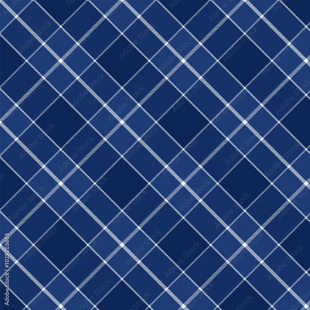 Wall mural plaid with twill weave repeat pattern in blue.gingham seamless pattern with stripes.checkered tartan