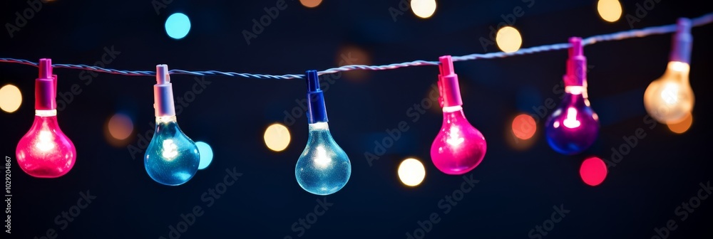 Poster minimalist christmas lights dots and lines creating a festive atmosphere on a dark background
