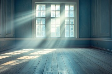 Sunbeams Streaming Through a Window into an Empty Room