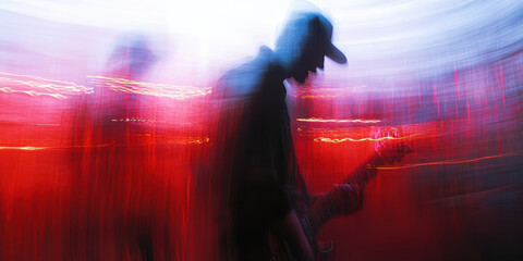 vintage grunge band rock and roll show concert banner ad template. AI generative.