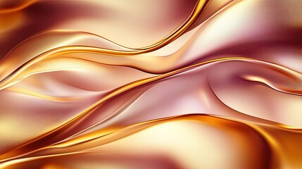 Luxurious Golden Silk Waves Background with Soft Gradient and Flowing Curves, Perfect for High-End Fashion and Décor.