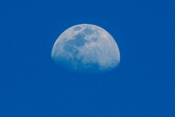 Moon during the day with a blue backdrop
