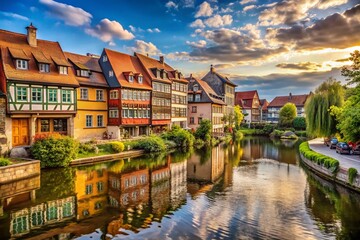 Obraz premium Stunning Little Venice in Bamberg - Scenic Views of Canals and Half-Timbered Houses