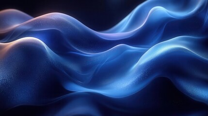 Obraz premium abstract dark background featuring shades of azure cobalt and sapphire blue with a wavy geometric design and a light neon shimmer creating a visually striking and modern aesthetic