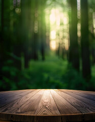 Camping wooden tabletop empty wood table