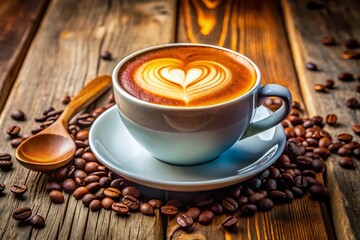 Beautiful Cappuccino with Heart Pattern in a Coffee Cup for Coffee Lovers
