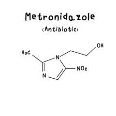 chemical structure of Metronidazole illustration