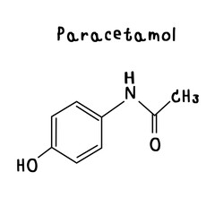 chemical structure of Paracetamol illustration
