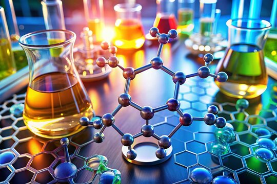 Benzol Chemical Structure Vector - Aerial Drone Photography of Organic Compounds and Molecular Structures