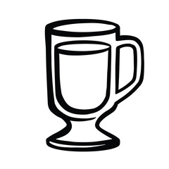 Linear glass for mulled wine. Sketch style. Vector