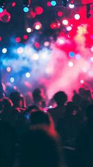 nightclub photography, dark techno club with people dancing and laser lights shining in the background, blue lighting