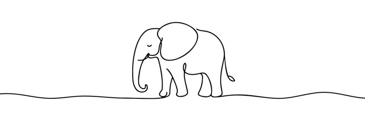 Obraz premium Elephant animal continuous one line drawing vector illustration and world wildlife day single line art design