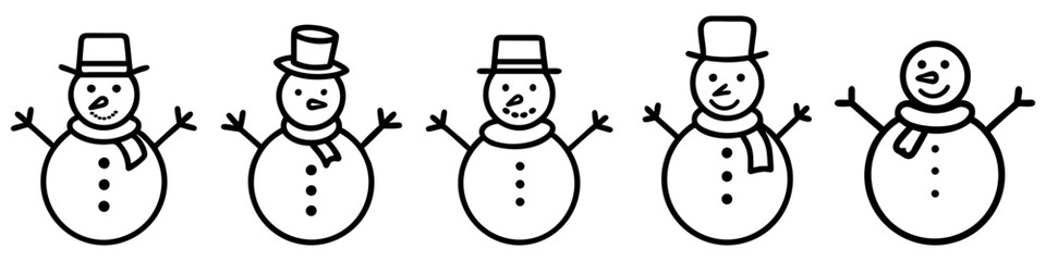 snowman outline vector icon set