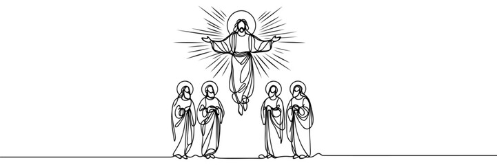 Resurrection of Jesus Christ Continuous one line drawing