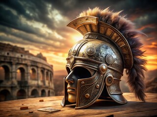 Stunning Portrait of a Roman Helmet with Intricate Details and Rich Textures for Historical Enthusiasts
