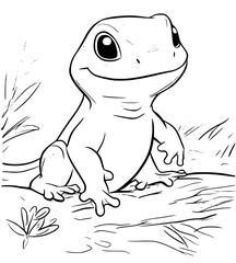 Salamander illustration  coloring page - coloring book for  kids