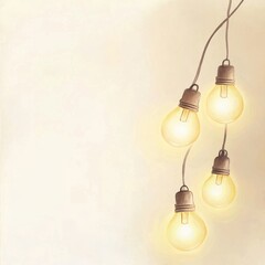 Decorative light bulbs with a warm glow on a neutral background.