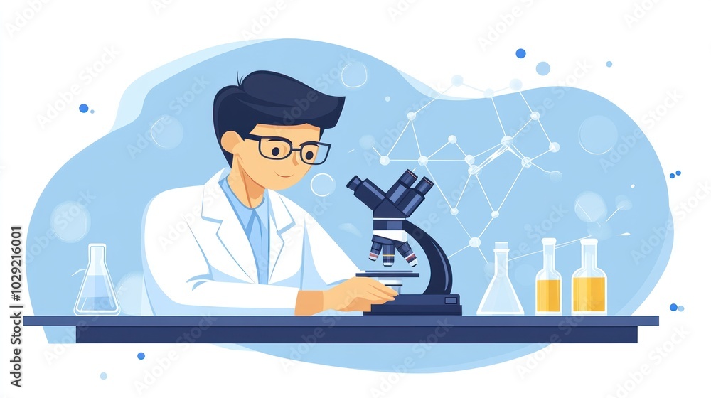 Aufkleber Scientist using a microscope in a laboratory setting.