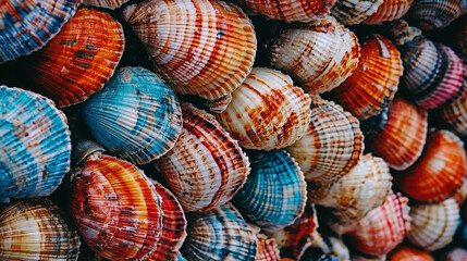 Colorful Seashells Close-Up: A Vibrant Ocean Treasure