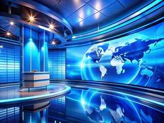 Blue Virtual Studio Background for News Broadcasting and Presentations