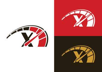 Letter X Cars Repair With Speedometer logo design template, Car Automotive company logo sign symbol.