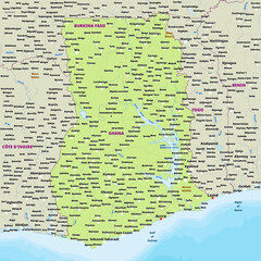 Simple political map of Ghana