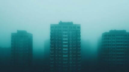 Obraz premium Mysterious skyline enveloped in fog