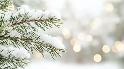 Close-up of snow covered green fir branches