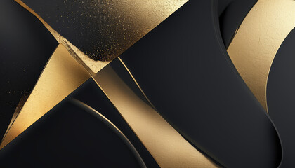 Luxurious black and gold abstract art background with rich textures and metallic accents