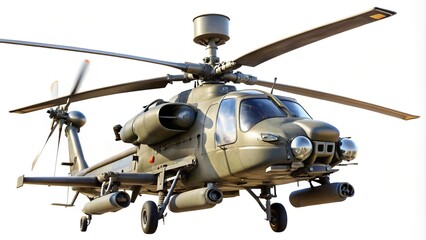 Fisheye attack helicopter isolated on white background