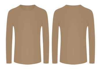 Brown tee long sleeve t shirt. vector