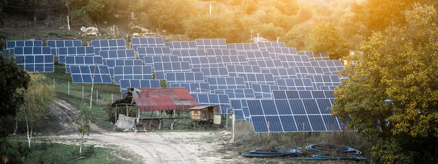 Solar panels with blue sky