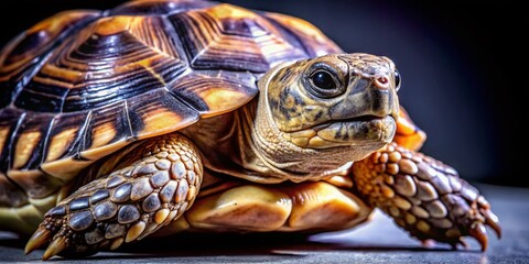 Naklejka premium Stunning Tortoise Portrait on Black Background - Wildlife Photography