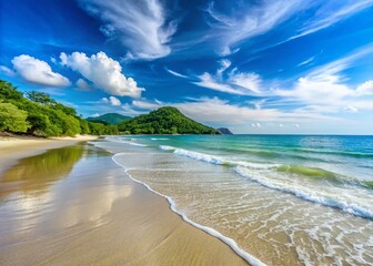 Obraz premium Stunning Tropical Beach Landscape at Sai Kaew Beach, Thailand - Summer Serenity and Clear Blue Sky